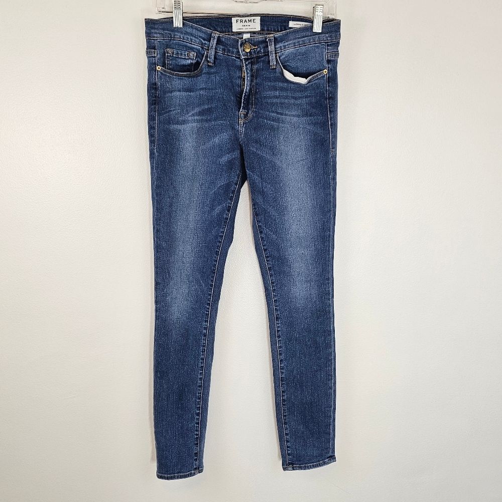 Frame Jeans Size 31 (Size 8) Denim Women's Skinny Denim- Dark Blue - Picture 2 of 8
